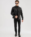 Blouson en cuir imitation avec fermeture zippée homme